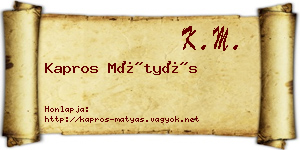 Kapros Mátyás névjegykártya