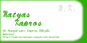 matyas kapros business card